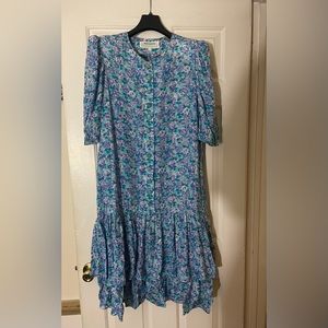 Vintage Jane Schaffhausen Belle France Dress Size 12 Cottage Core Ruffled Hem